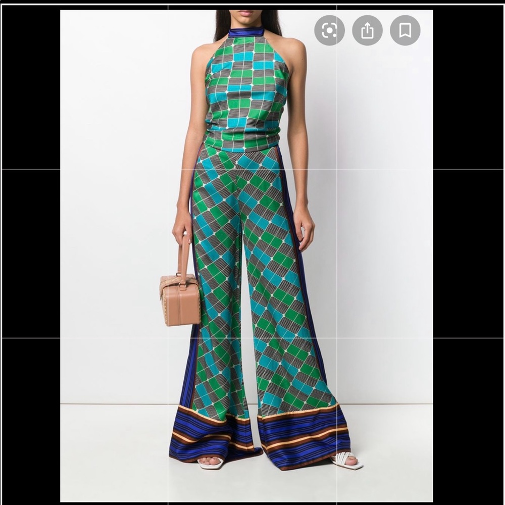 NEW Alexis Hirsch Open Back Blue/Green Top